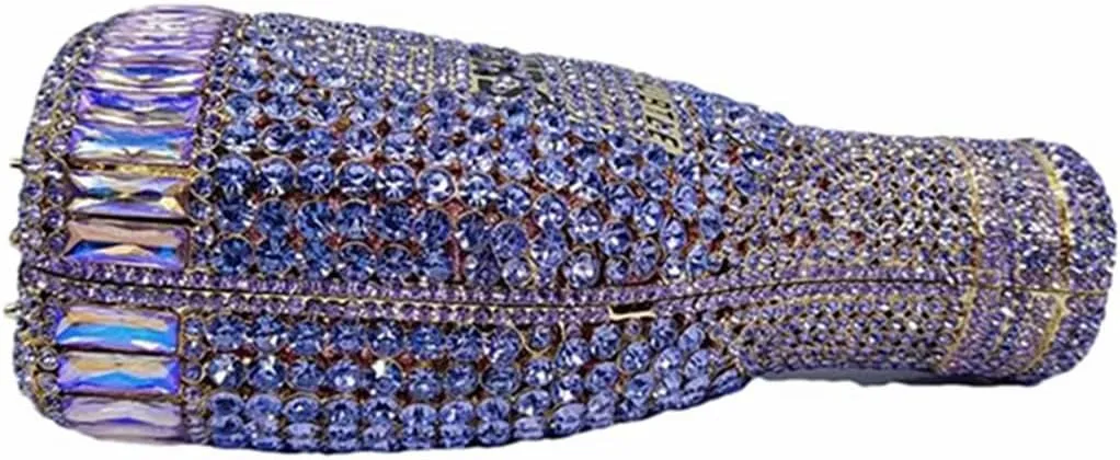 Women Champagne Bottle Rhinestone Clutch Unique Evening Bag Crystal Dinner Handbag Bride Purse for Party Cocktail