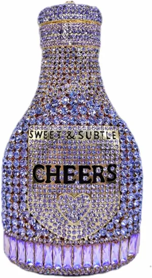 Women Champagne Bottle Rhinestone Clutch Unique Evening Bag Crystal Dinner Handbag Bride Purse for Party Cocktail
