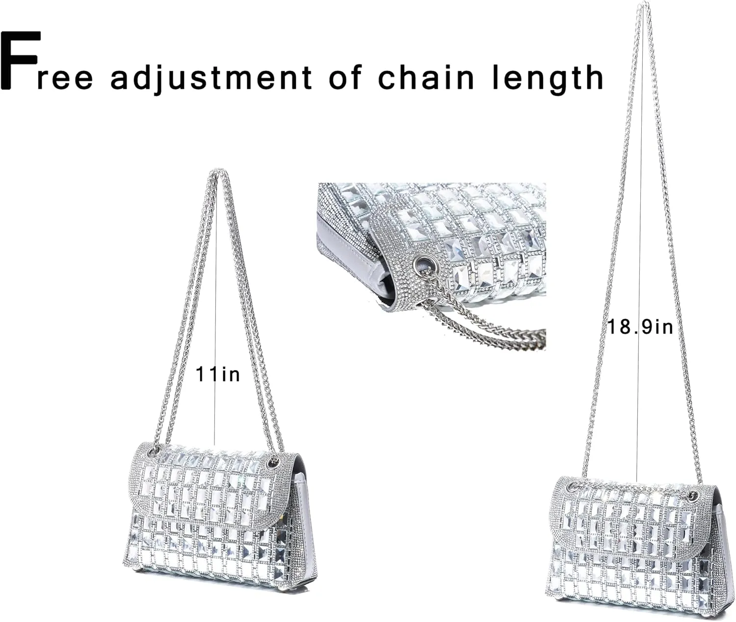 Women Lady Girl Bride Rhinestone Shoulder Bags For Prom Cocktail Party Wedding Engagement