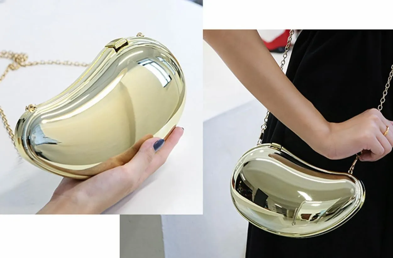 Women Sparkly Acrylic Clutch Unique Shape Metallic Handbag Fancy Evening Bags for Party Prom