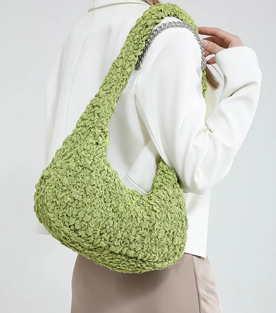 Womens Casual Cloud Shoulder Bag Large Dumpling Tote Purse Pleated Handbag Fluffy Top Handle Satchel Designed