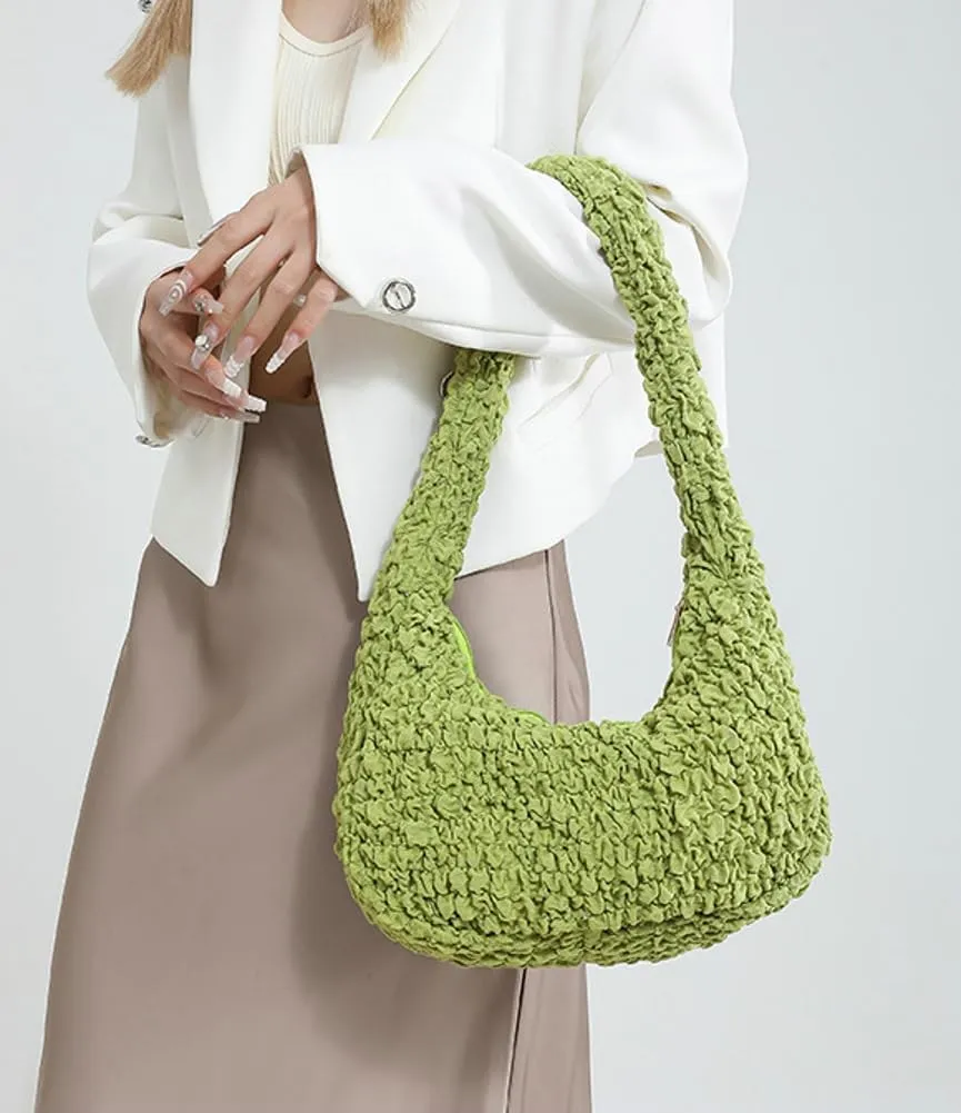 Womens Casual Cloud Shoulder Bag Large Dumpling Tote Purse Pleated Handbag Fluffy Top Handle Satchel Designed