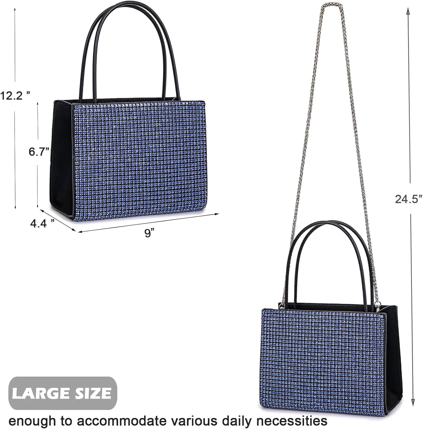 Women's Evening Handbags Women Tote Top Handle Purse Shoulder Satchel Bags Sparkly Rhinestone Evening Clutch Purse Formal