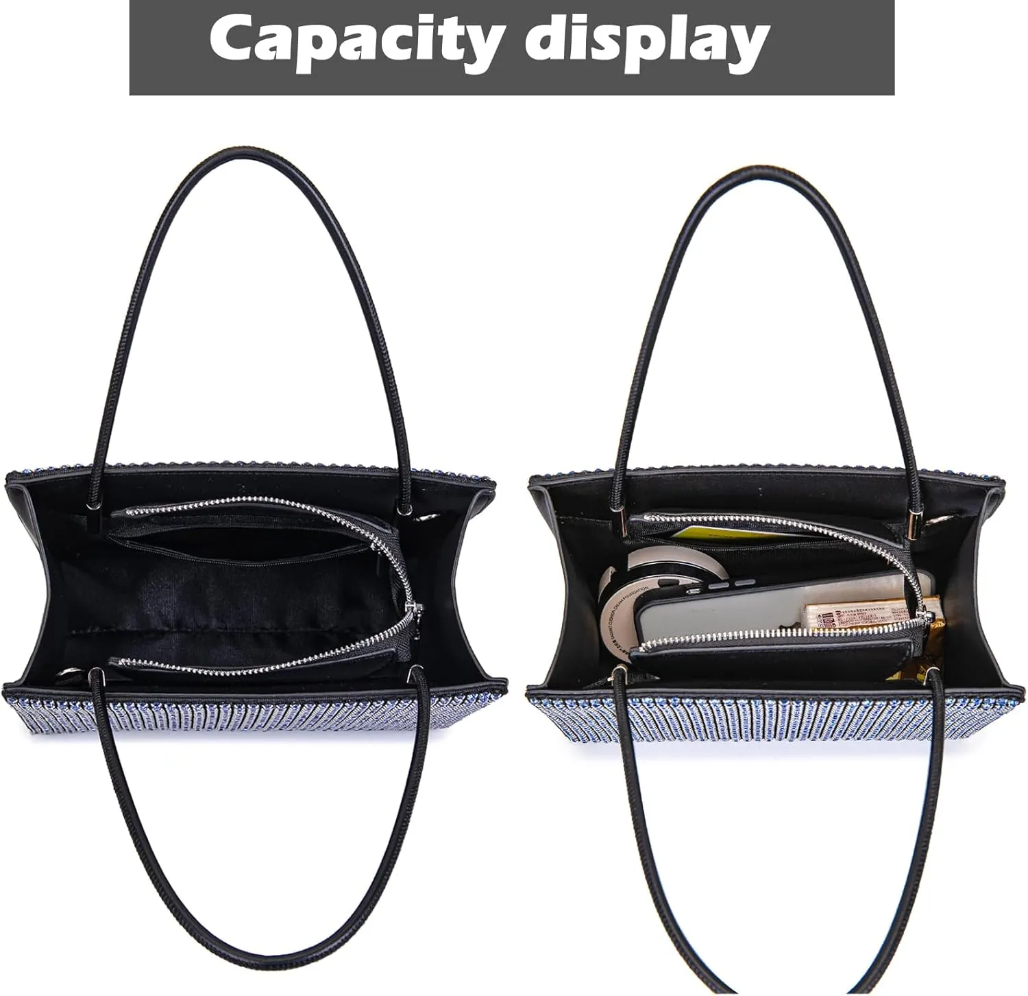 Women's Evening Handbags Women Tote Top Handle Purse Shoulder Satchel Bags Sparkly Rhinestone Evening Clutch Purse Formal