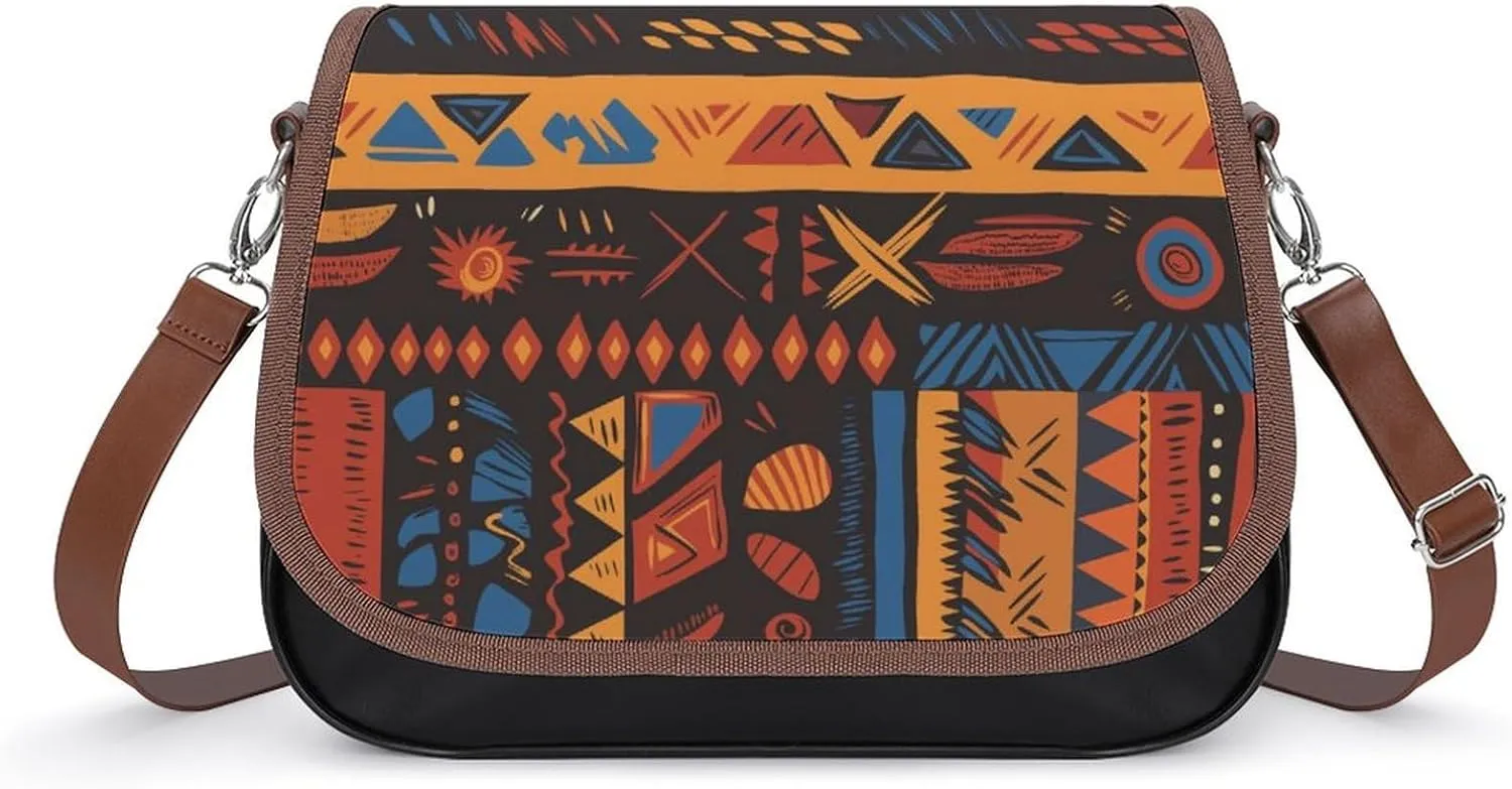 Women's Handbag African Pattern Ethnic And Tribal Motifs Satchel Bag Leather Crossbody Bag Waterproof Messenger Bag