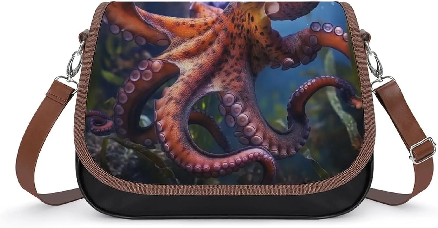 Women's Handbag Octopus Satchel Bag Leather Crossbody Bag Waterproof Messenger Bag