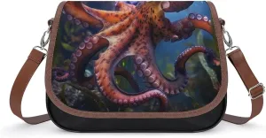 Women's Handbag Octopus Satchel Bag Leather Crossbody Bag Waterproof Messenger Bag