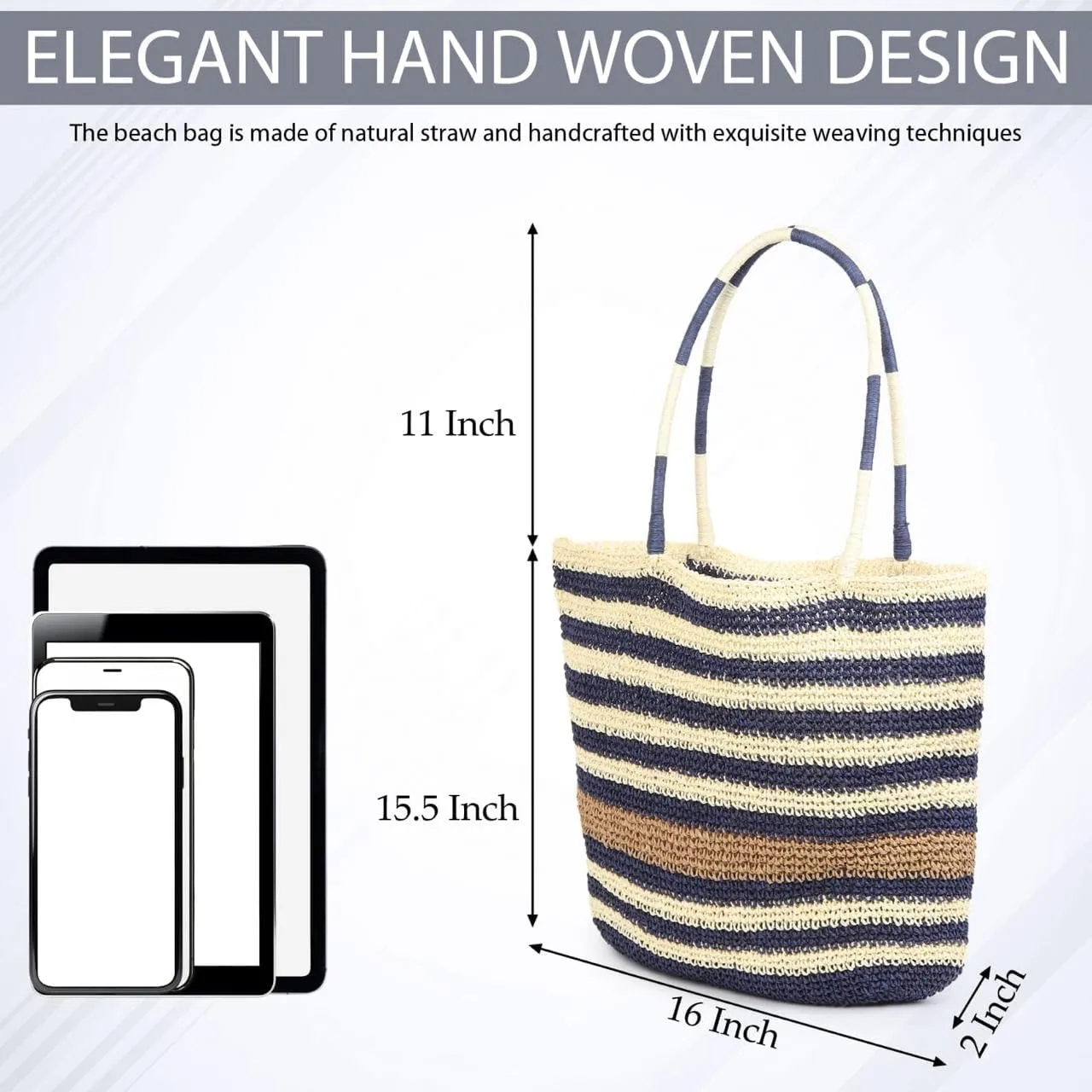 Women's Handmade Cotton Tote Bag – Bohemian Shoulder Bag, Spacious Hand-Crochet Vintage Knitted Shopping Bag