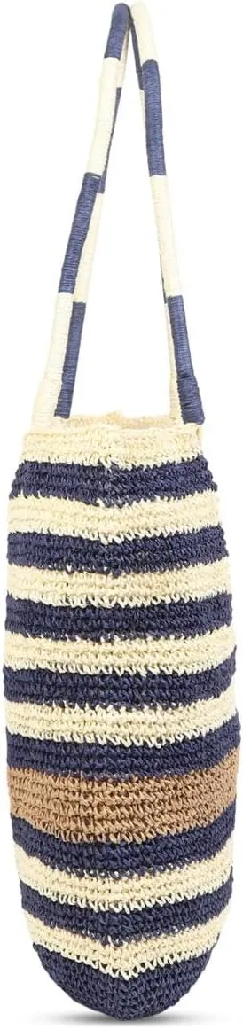 Women's Handmade Cotton Tote Bag – Bohemian Shoulder Bag, Spacious Hand-Crochet Vintage Knitted Shopping Bag