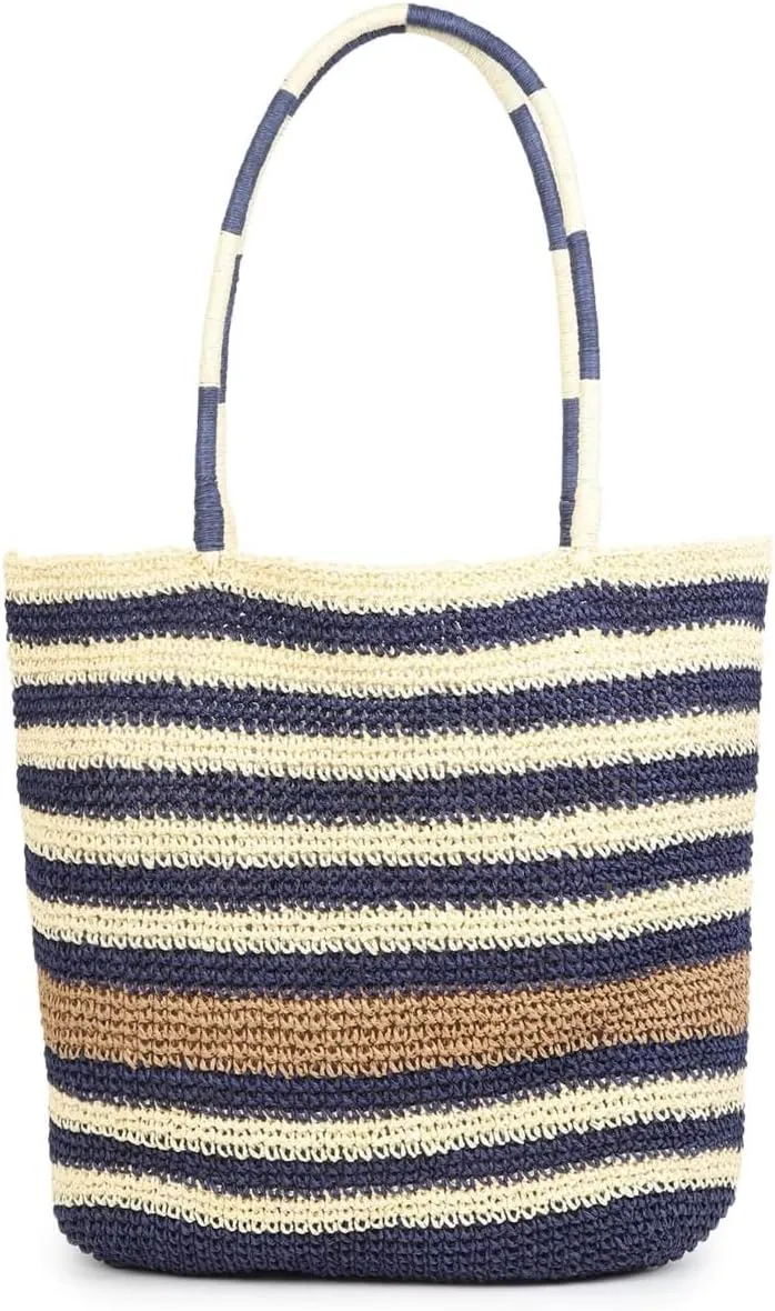 Women's Handmade Cotton Tote Bag – Bohemian Shoulder Bag, Spacious Hand-Crochet Vintage Knitted Shopping Bag