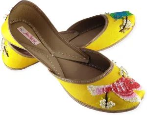 Women's Humming Bird Genuine Soft Leather Juttis | Bite and Pinch Free Jutis | Punjabi Jutti For Ladies | Wedding Flat Stylish Mojari | Bridal Ethnic Flats For Girls |