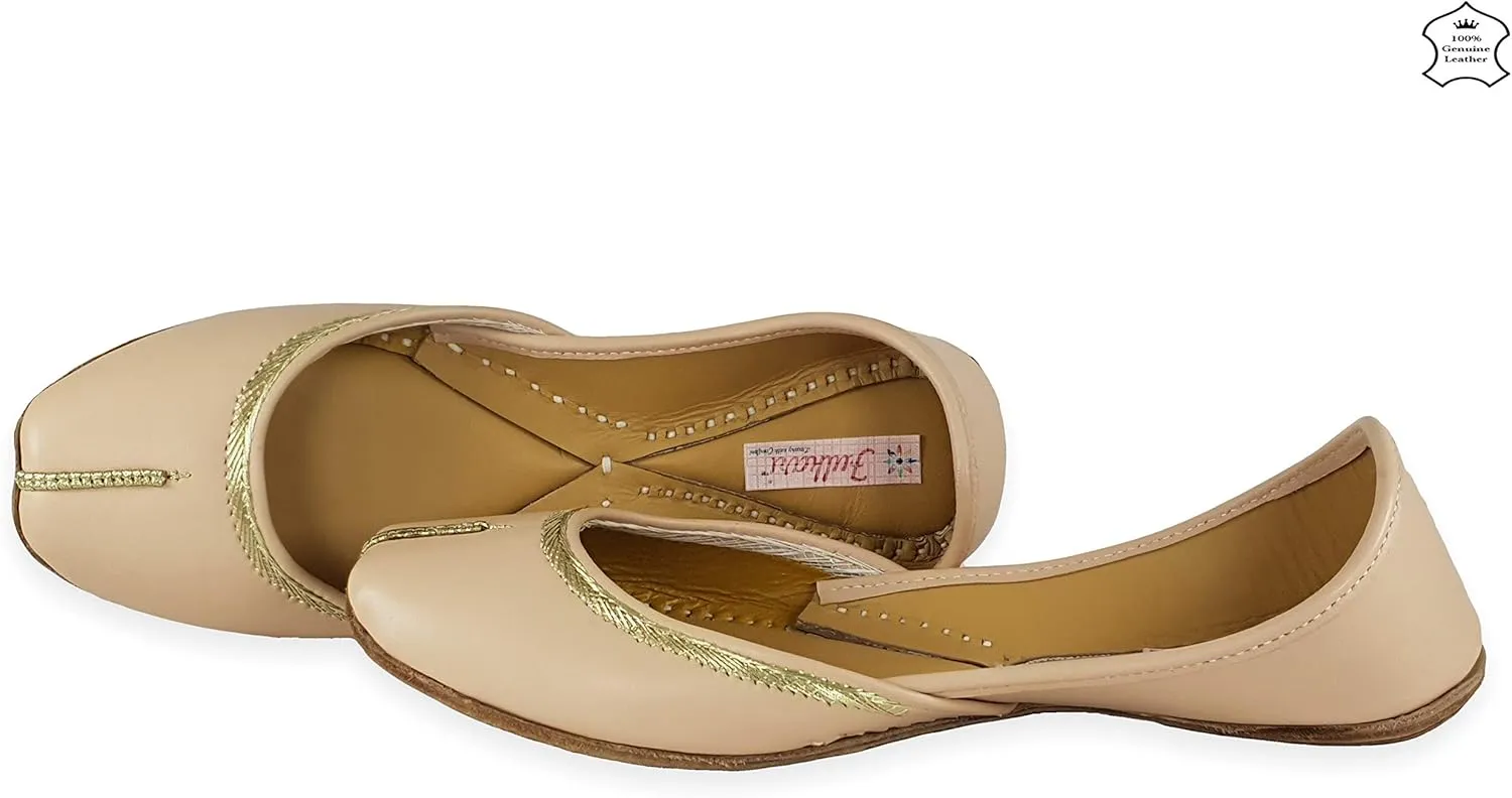 Women's Nappa Soft Genuine Leather Juttis | Bite and Pinch Free Jutis | Punjabi Jutti For Ladies | Casual Flat Stylish Mojari | Ethnic Flats For Girls |