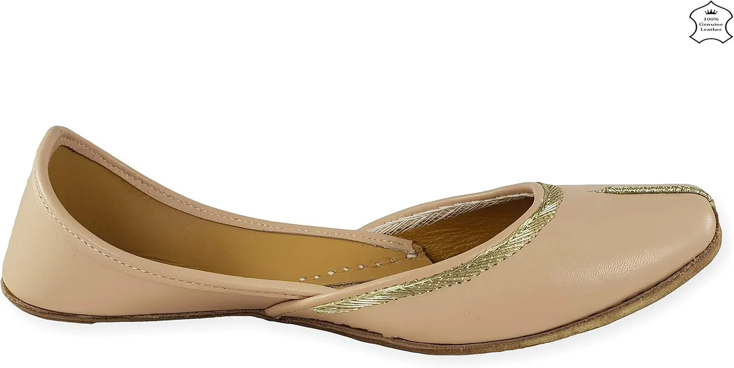 Women's Nappa Soft Genuine Leather Juttis | Bite and Pinch Free Jutis | Punjabi Jutti For Ladies | Casual Flat Stylish Mojari | Ethnic Flats For Girls |