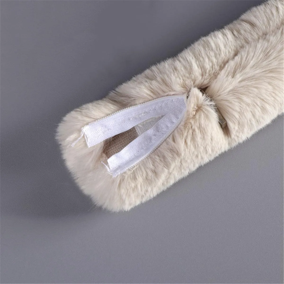 Womens Plush Bag Strap Shoulder Handbag Purse Chain Belt, Faux Fur Bags Accessories Handle Decorative Handle Cover with Zipper, Fluffy Replacement Bag Handle Strap Belt Cover