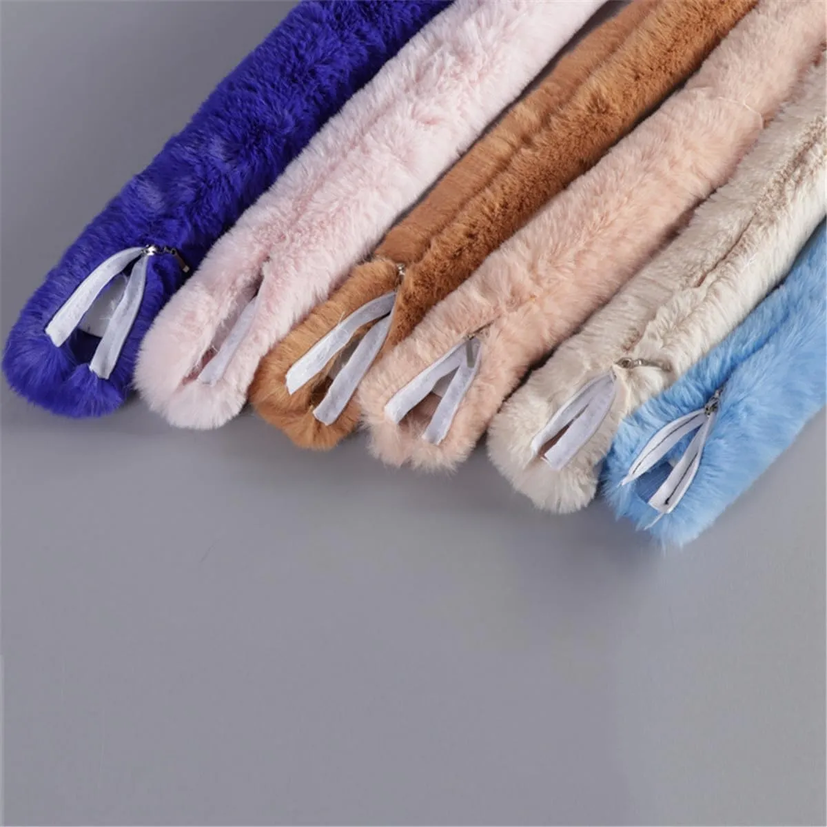 Womens Plush Bag Strap Shoulder Handbag Purse Chain Belt, Faux Fur Bags Accessories Handle Decorative Handle Cover with Zipper, Fluffy Replacement Bag Handle Strap Belt Cover