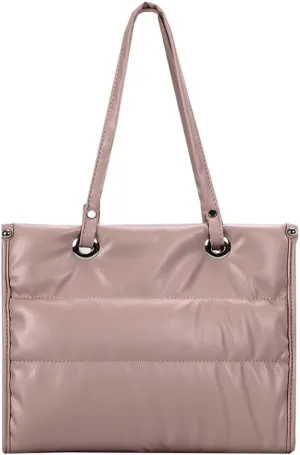 Womens Quilted Shoulder Bags Large PU Leather Tote Purse Padding Down Cotton Handbag Crossbody Top Handle Satchel