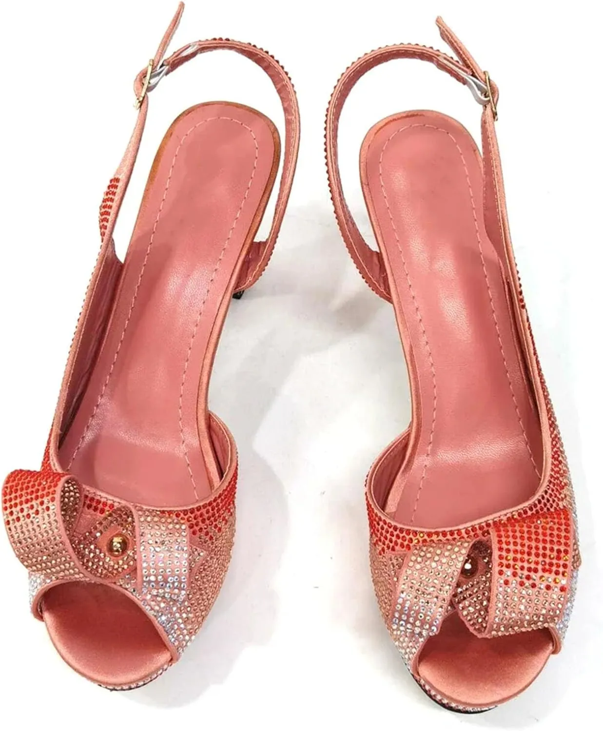 Womens Sparkly Crystal Accented Party Shoes and Matching Shoulder Bag Set Comfortable High Heels for Bride