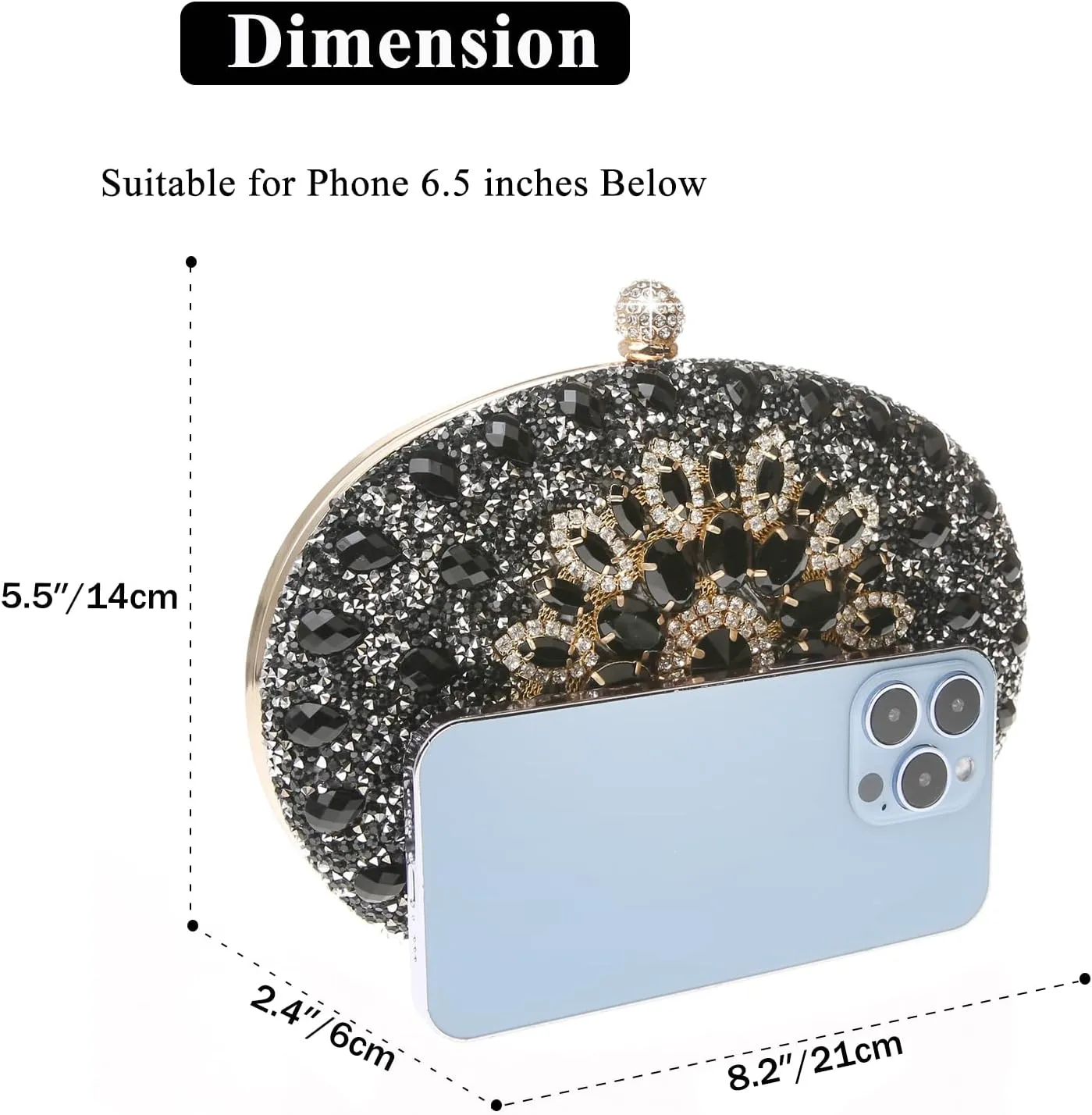 Womens Sparkly Rhinestone Glitter Clutch Purse Evening Handbag Shoulder Bag for Wedding Party Prom