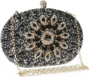 Womens Sparkly Rhinestone Glitter Clutch Purse Evening Handbag Shoulder Bag for Wedding Party Prom