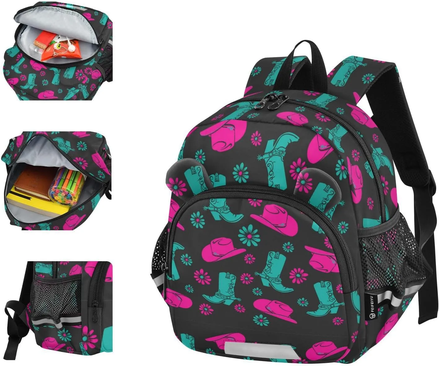 Wusikd Kids Backpack Cowgirl Toddler Bags Schoolbag for Girls Boys Kindergarten Student S