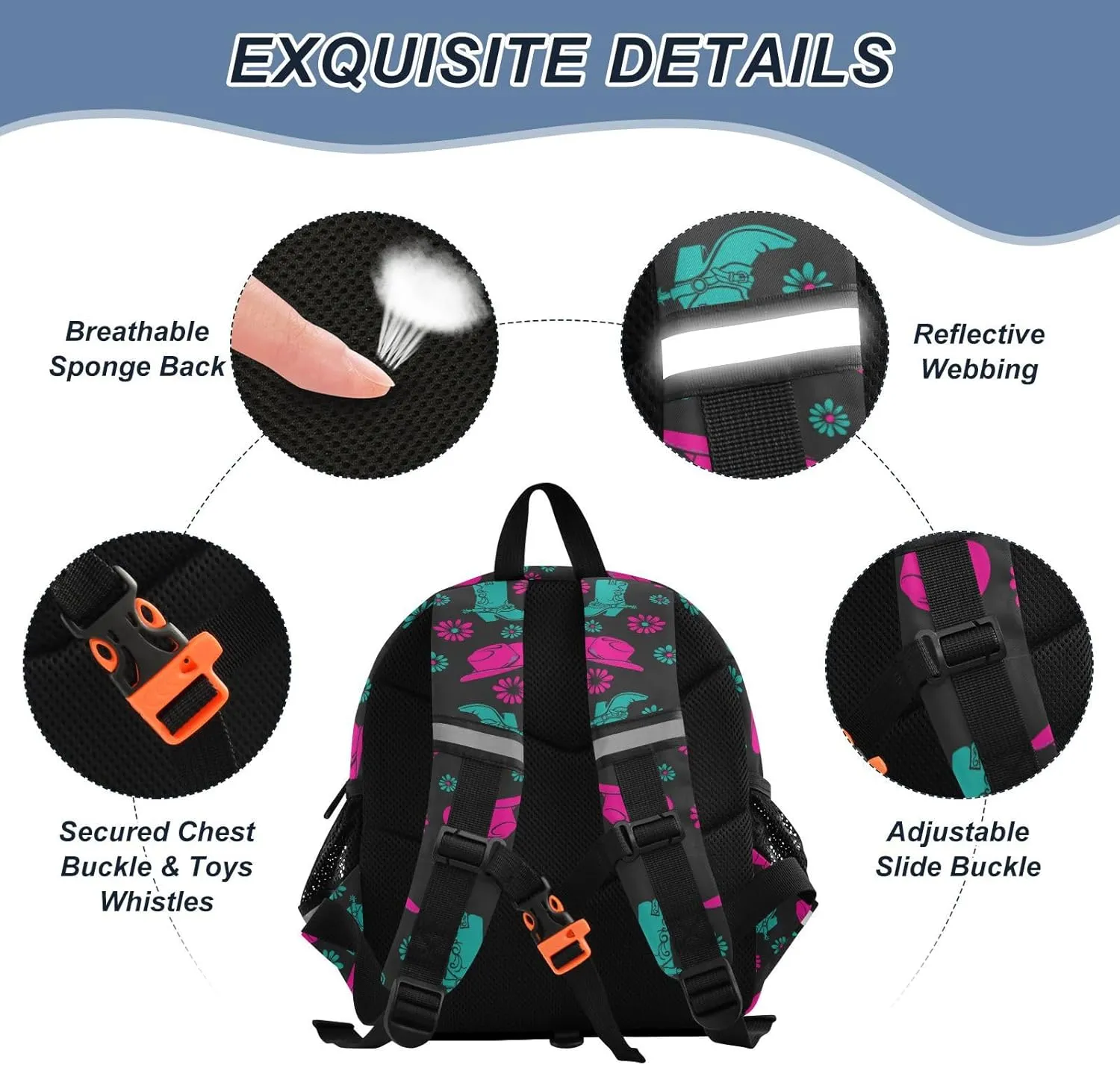Wusikd Kids Backpack Cowgirl Toddler Bags Schoolbag for Girls Boys Kindergarten Student S