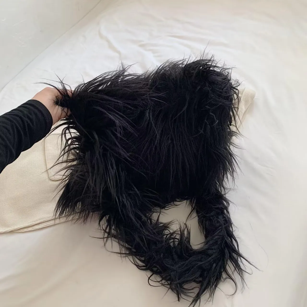 Y2K Furry Purse Star Shaped Heart-shaped Shoulder Bag Faux Fur Pentagram Handbag Fluffy Tote Plush Bag for Women