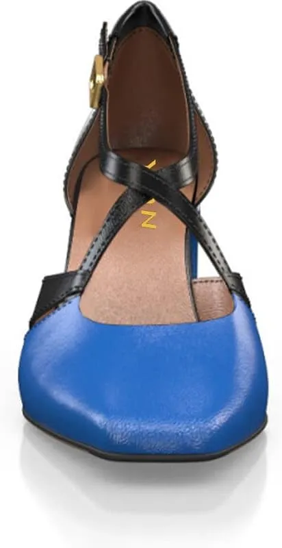YDN Women Cross Strap Sqaure Toe Pumps Chunky Block High Heel D'orsays Fashion Contrast Stitching Office Dressy Shoes Size 4-15 US