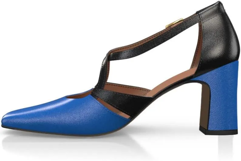 YDN Women Cross Strap Sqaure Toe Pumps Chunky Block High Heel D'orsays Fashion Contrast Stitching Office Dressy Shoes Size 4-15 US