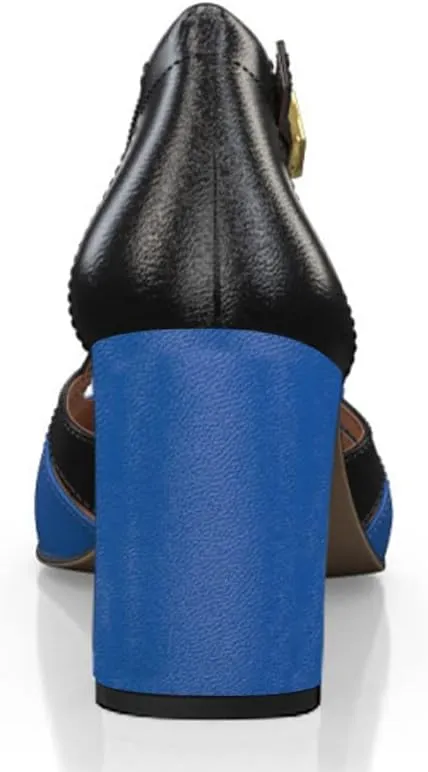 YDN Women Cross Strap Sqaure Toe Pumps Chunky Block High Heel D'orsays Fashion Contrast Stitching Office Dressy Shoes Size 4-15 US