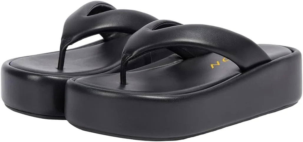 YDN Women Dressy Platform Slippers Almond Open Toe Sandals Slip on Flat Flip Flops Wedge Low Heels Shoes Party Daily Size 4-15 US