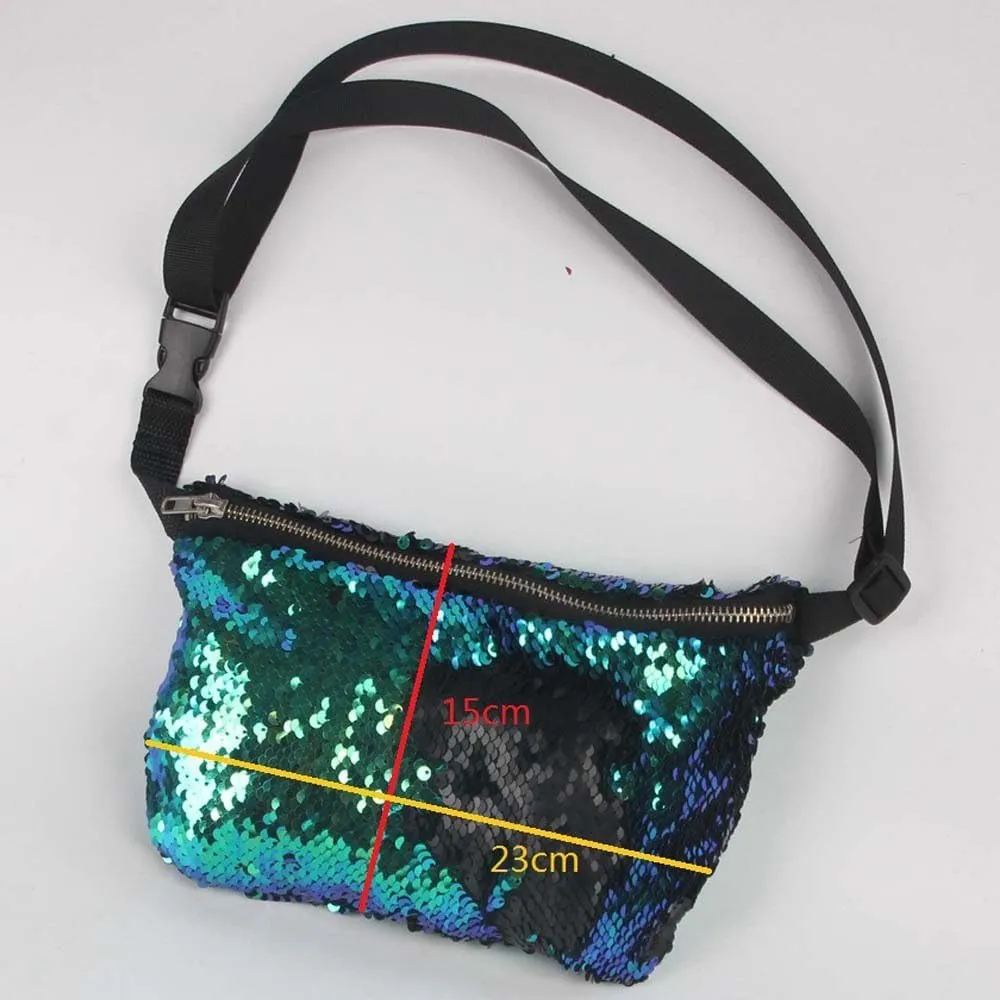 YEKEYI Reversible Mermaid Sparkling Sequins Glitter Belt Waist Bag Handbag Wallet Purse Case Cosmetic Makeup Bag Waist
