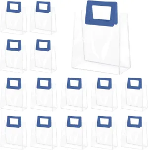 Yolyoo 15 Pack Clear Gift Bags with White Handles Transparent PVC Gift Wrap Bags Plastic Tote Bags Reusable Shopping Bags for Bridal Party,Wedding,Baby Shower,Birthday Party 7 x 8 x 4 Inch (7 x 8 x 4