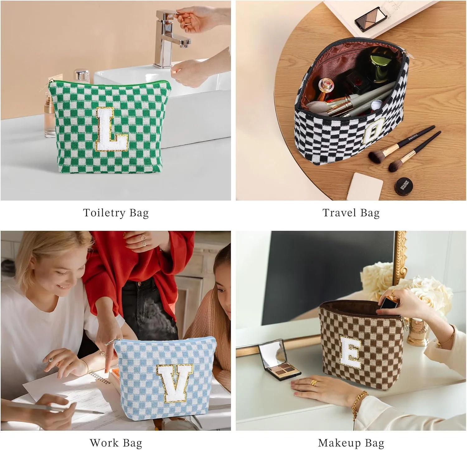 YOOLIFE Gifts for Sister - Birthday Gifts for Sister, Sister Gifts, Sister Gifts from Sister, Sister Birthday Gifts Unique, Sister In Law Gifts, Cute Initial Makeup Bag Travel Bag Girl Green D
