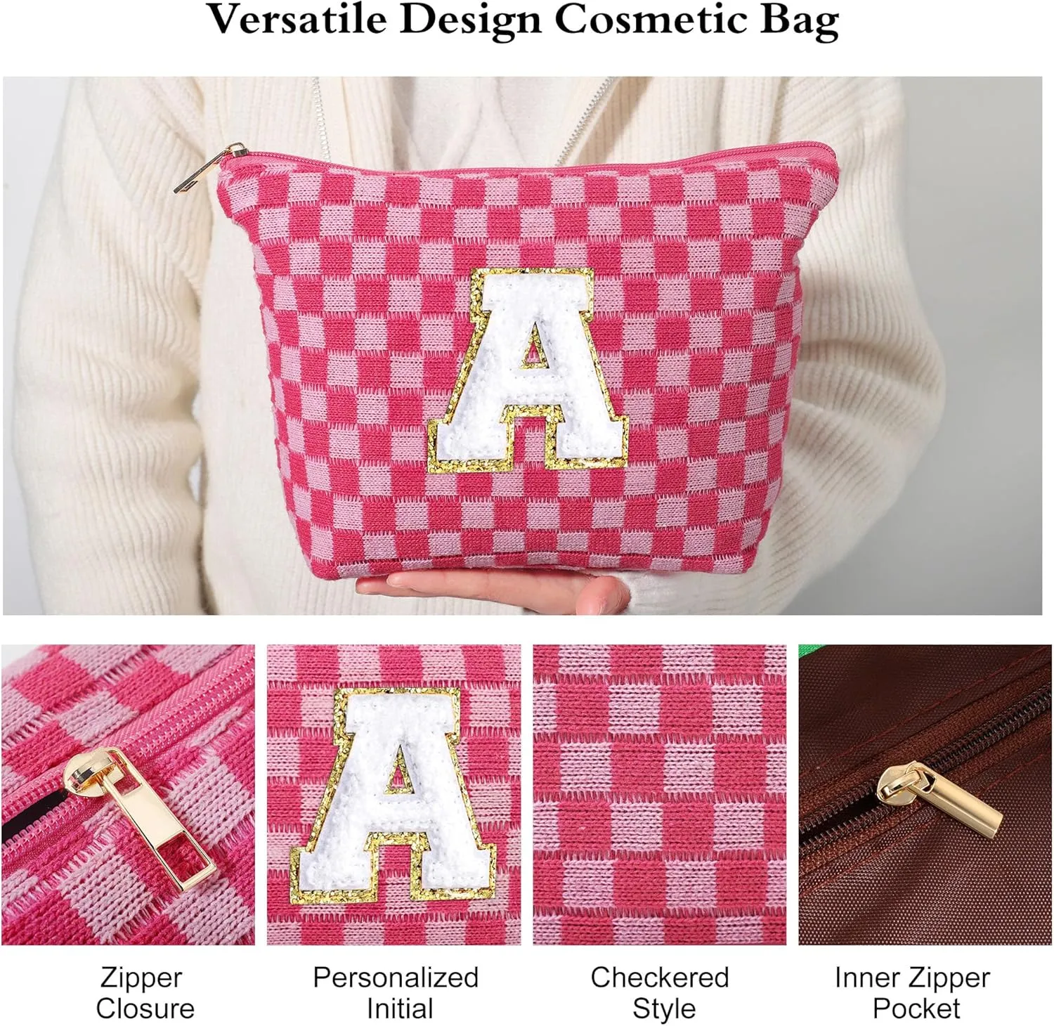 YOOLIFE Gifts for Sister - Birthday Gifts for Sister, Sister Gifts, Sister Gifts from Sister, Sister Birthday Gifts Unique, Sister In Law Gifts, Cute Initial Makeup Bag Travel Bag Girl Green D