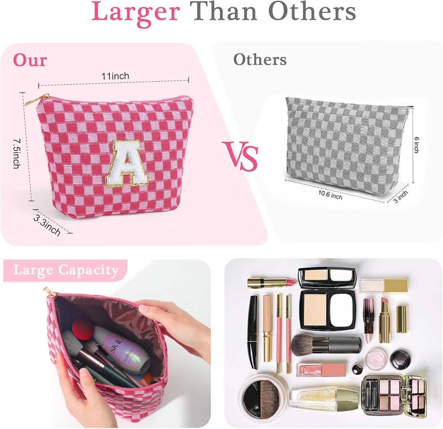 YOOLIFE Gifts for Sister - Birthday Gifts for Sister, Sister Gifts, Sister Gifts from Sister, Sister Birthday Gifts Unique, Sister In Law Gifts, Cute Initial Makeup Bag Travel Bag Girl Green D