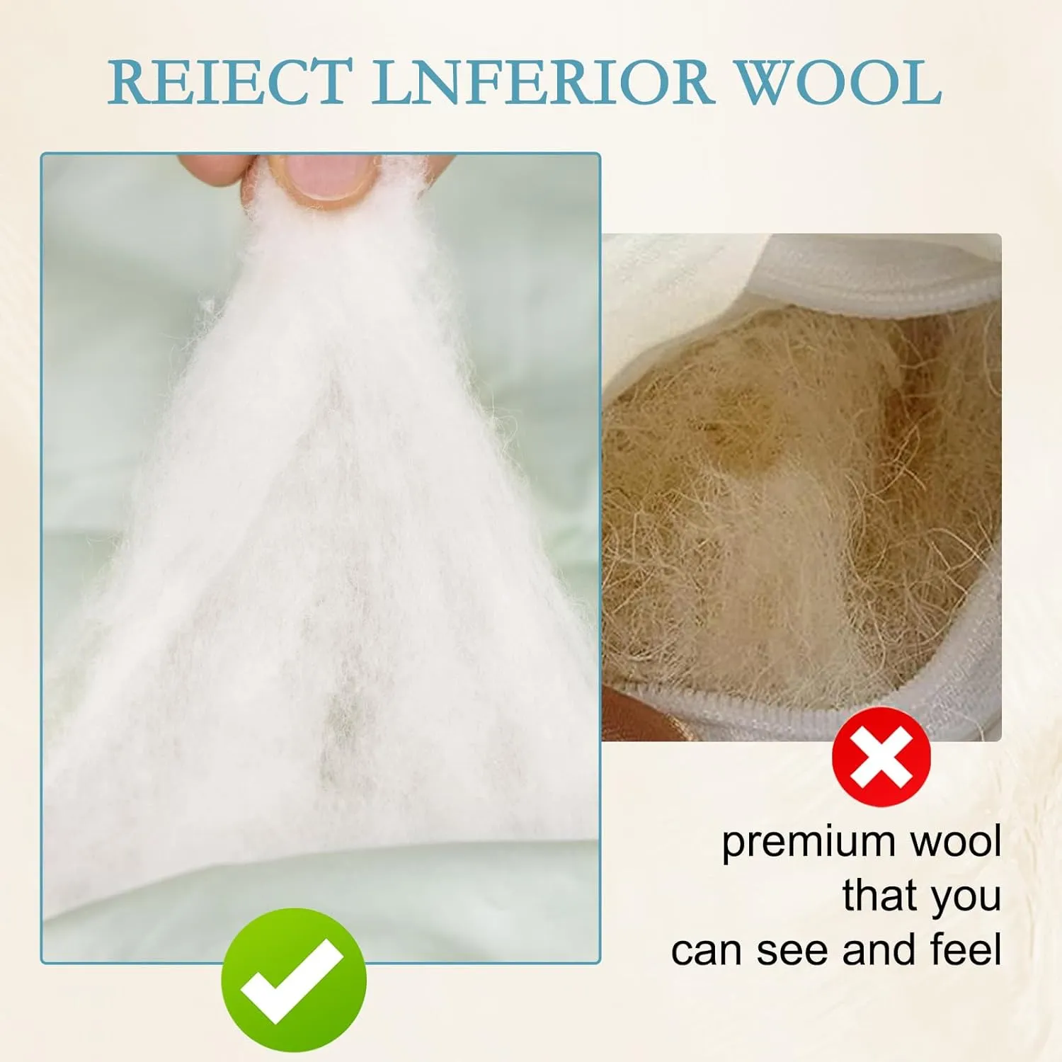 YOUR MOON Luxurious All Season Wool Comforter Queen Size, 100% Natural Australian Wool Filling, Hypoallergenic Comforter Duvet Insert, Noiseless Cotton Shell (Green)
