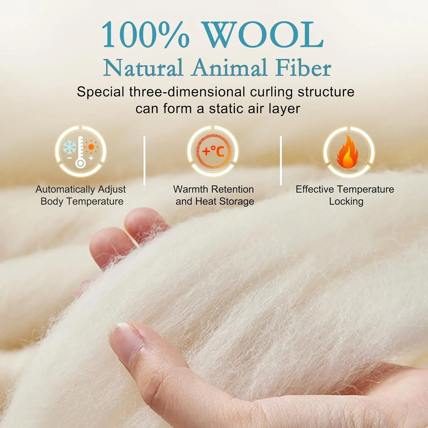 YOUR MOON Luxurious All Season Wool Comforter Queen Size, 100% Natural Australian Wool Filling, Hypoallergenic Comforter Duvet Insert, Noiseless Cotton Shell (Green)