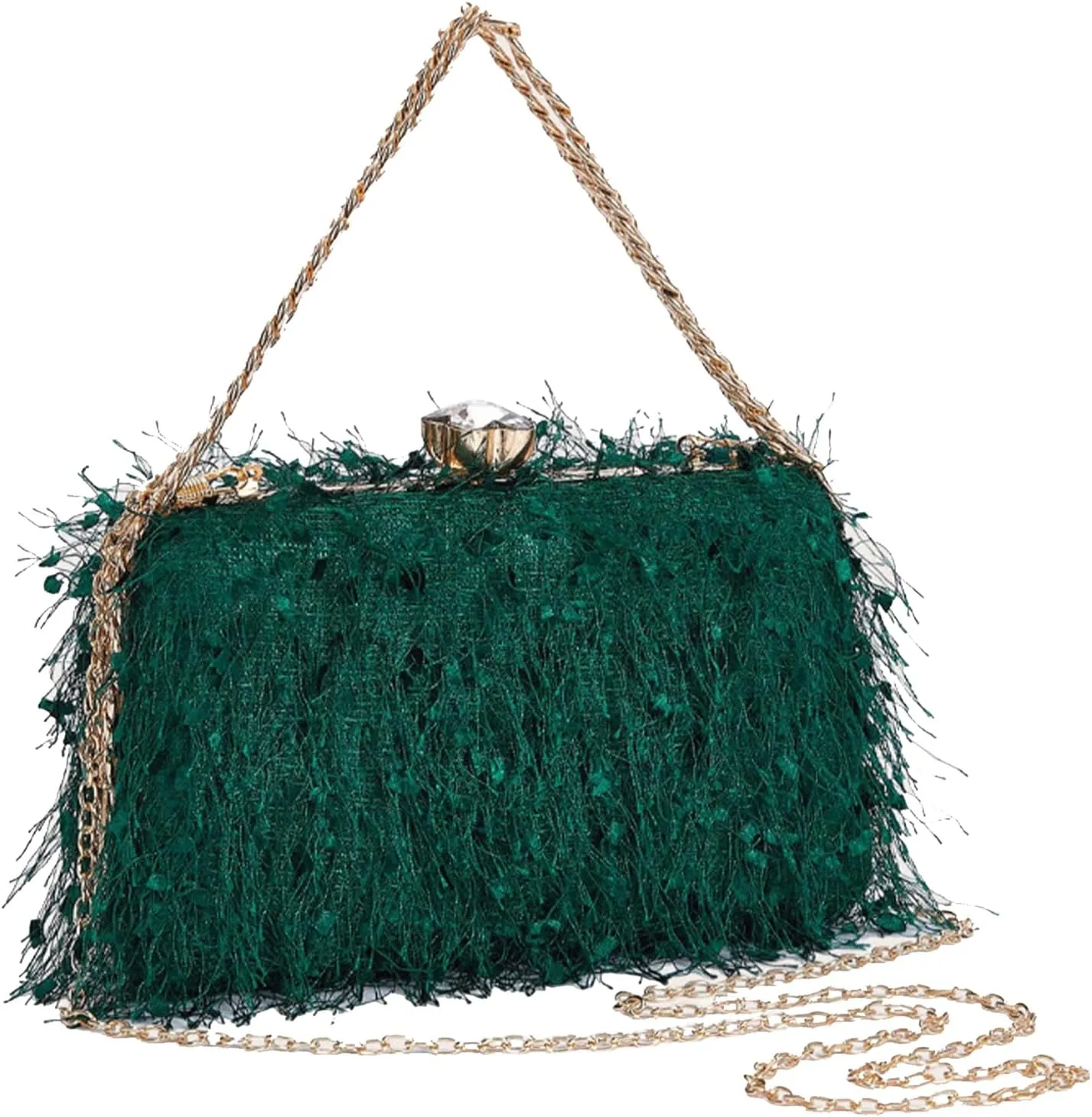 YYW Clutch Purse for Women Cute Fluffy Evening Handbags Shoulder Bag for Wedding Party Banquet