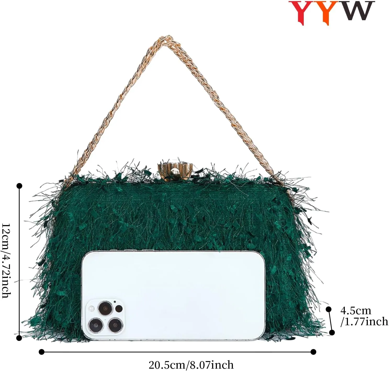 YYW Clutch Purse for Women Cute Fluffy Evening Handbags Shoulder Bag for Wedding Party Banquet
