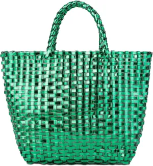 YYW Woven Bag for Women, Shiny Leather Tote Bag, Small Basket Handbag Women Clutch Purse