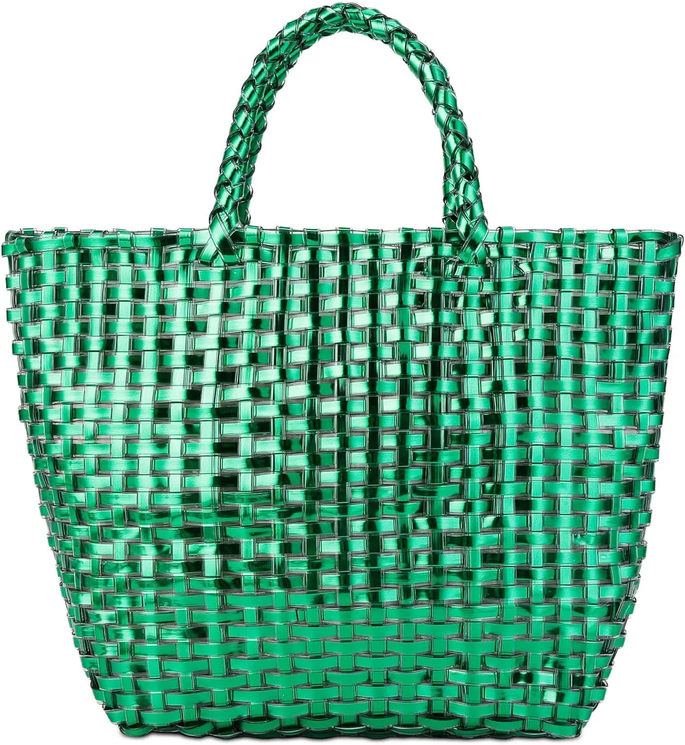 YYW Woven Bag for Women, Shiny Leather Tote Bag, Small Basket Handbag Women Clutch Purse