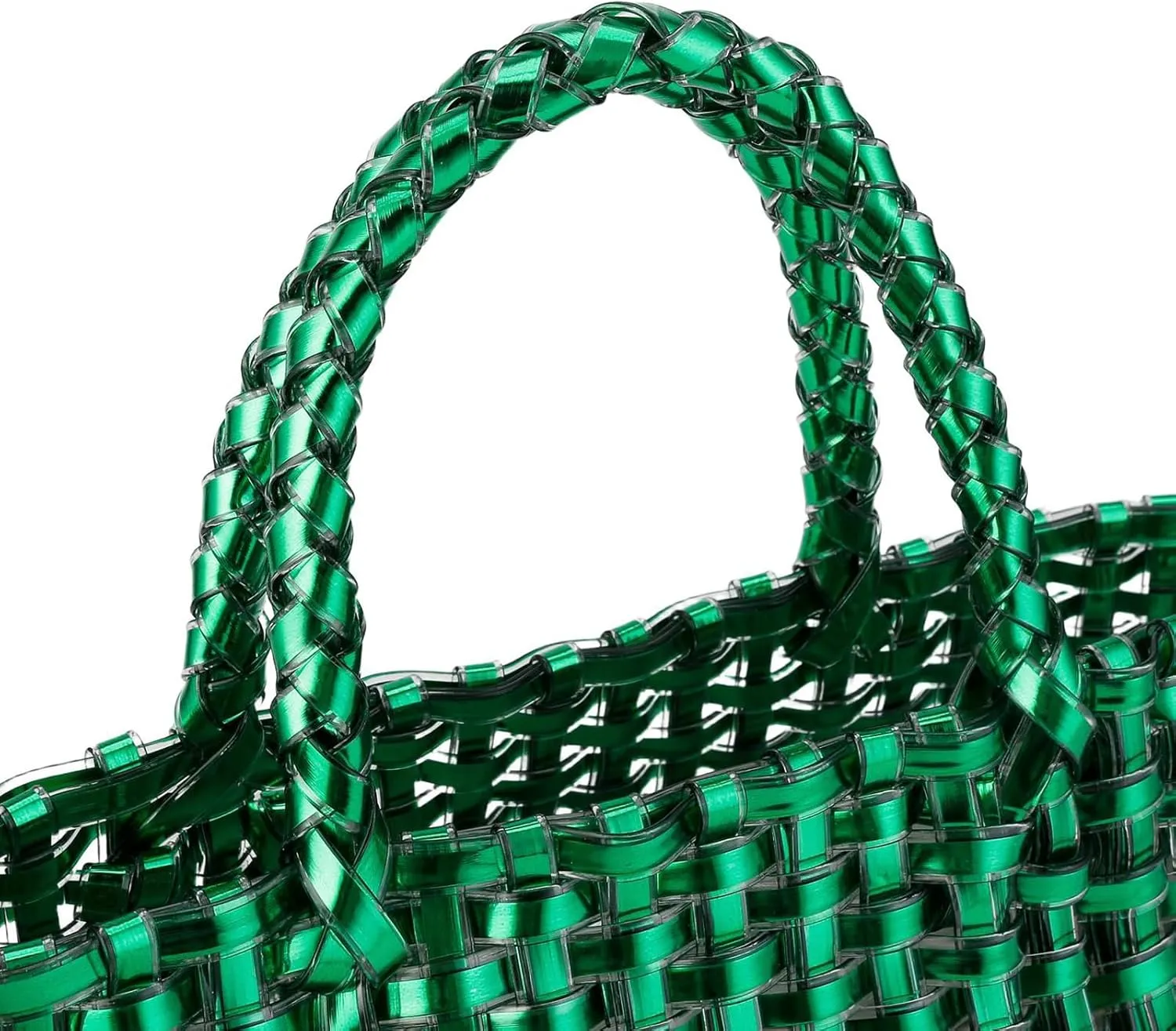 YYW Woven Bag for Women, Shiny Leather Tote Bag, Small Basket Handbag Women Clutch Purse