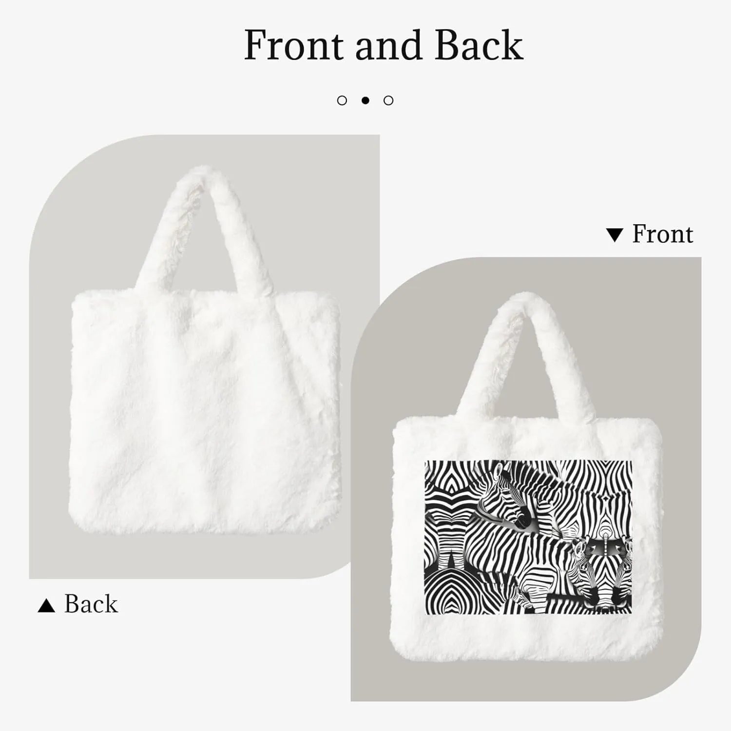 Zebra Printing Fluffy Shoulder Bag Ladies Plush Underarm Bag Tote Bag Furry Purse Handbag For Work Travel