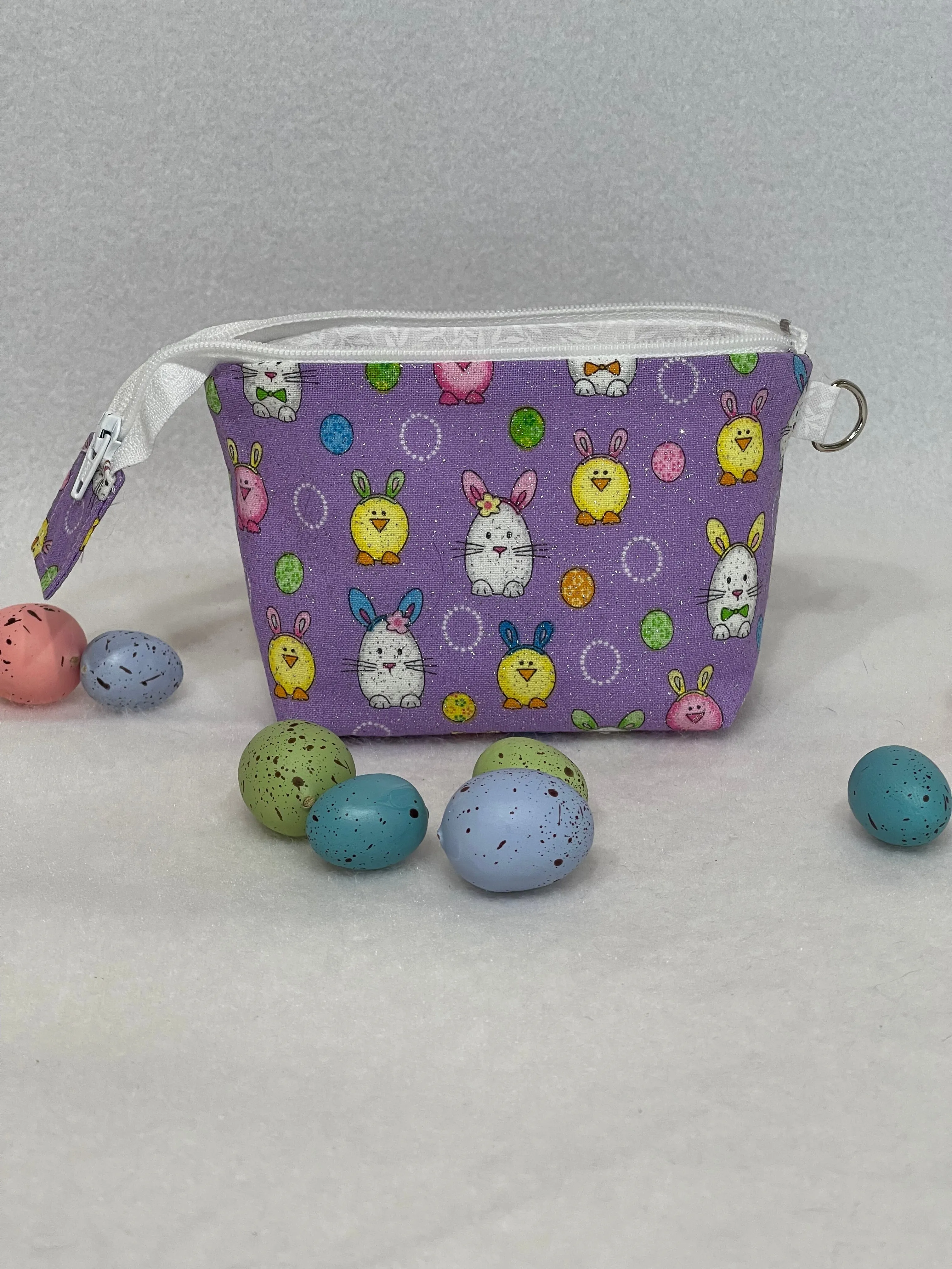 Zipper Bucket Bag - Glittery Easter Bunny Eggs