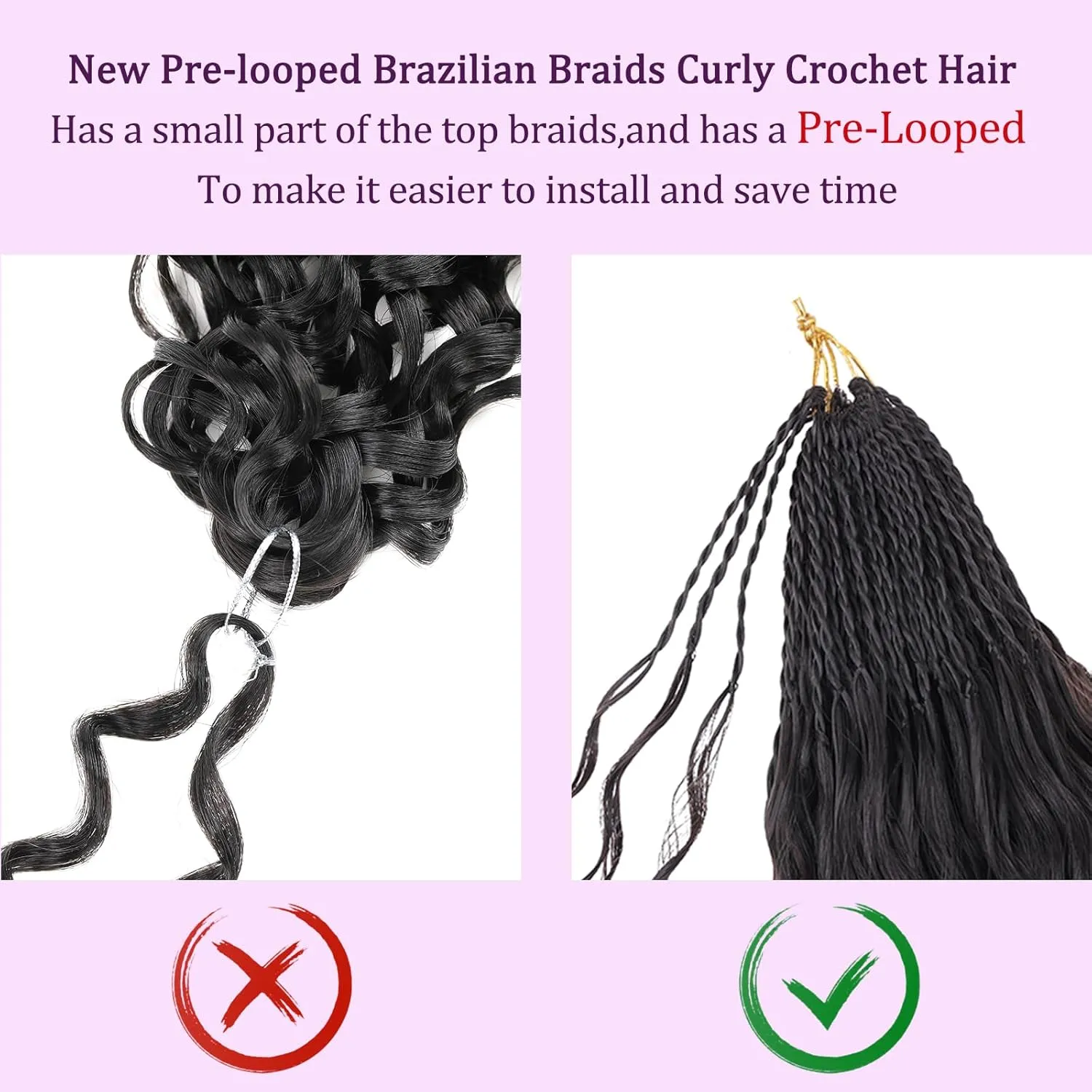 ZRQ Pre looped Micro Brazilian Braids Curly Crochet Hair 18 inch Water Wave Hair Afro Kinky Curly Red Braiding Hair Extensions Deep Wave Hair For Women