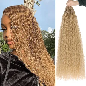 ZRQ Pre looped Micro Brazilian Braids Curly Crochet Hair 24 inch Water Wave Crochet Hair Afro Kinky Curly Blonde Braiding Hair Extensions Deep Wave Synthetic Crochet Hair For Women