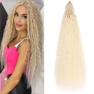 ZRQ Pre looped Micro Brazilian Braids Curly Crochet Hair 24 inch Water Wave Crochet Hair Afro Kinky Curly Blonde Braiding Hair Extensions Deep Wave Synthetic Crochet Hair For Women